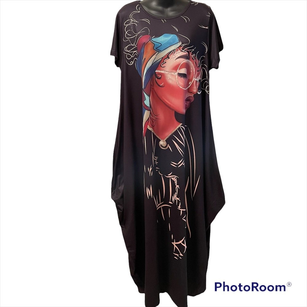 Black Maxi Print Dress